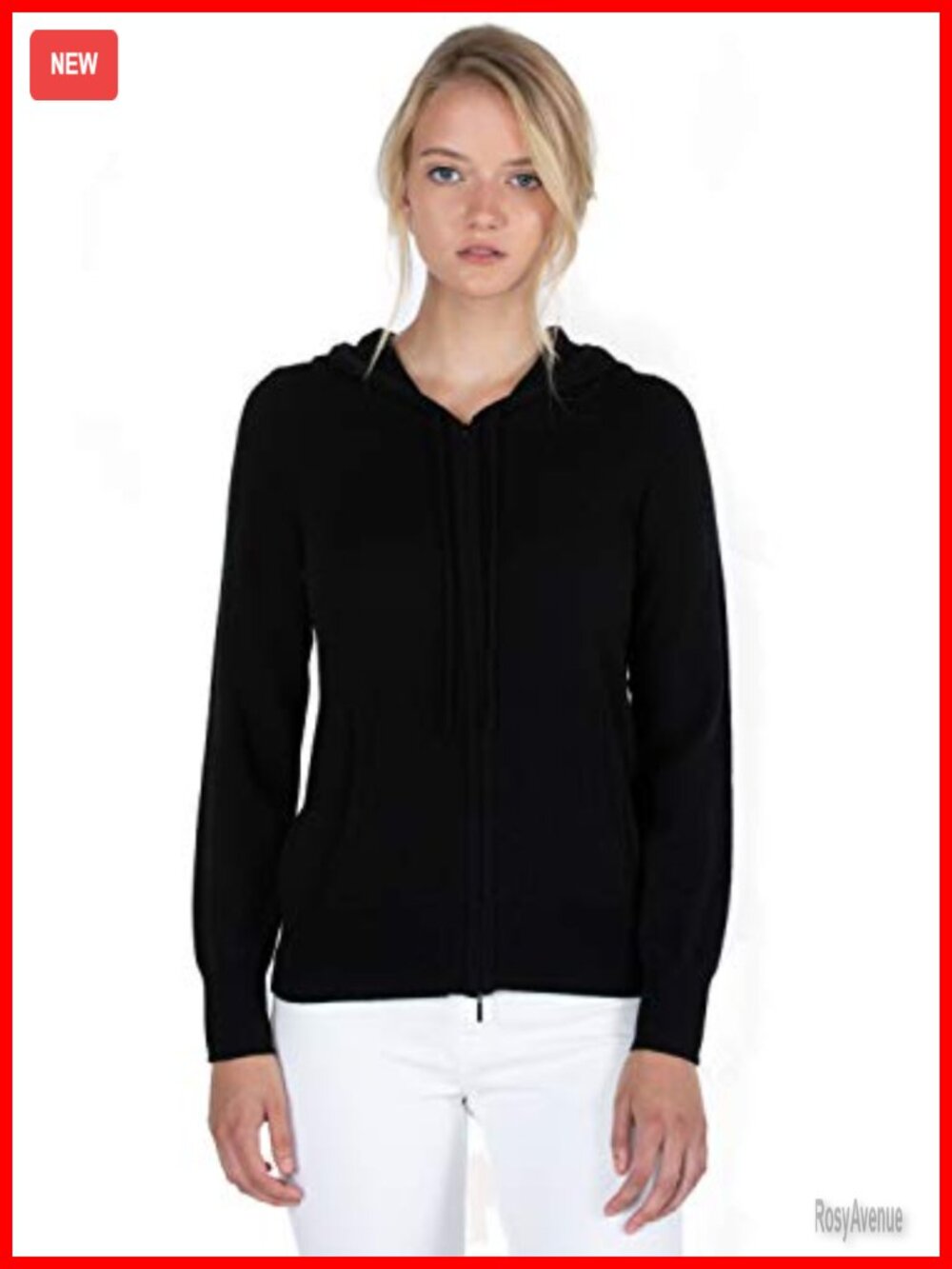 100% Cashmere Zip Up Hoodie Cardigan Hooded Sweater Womens
